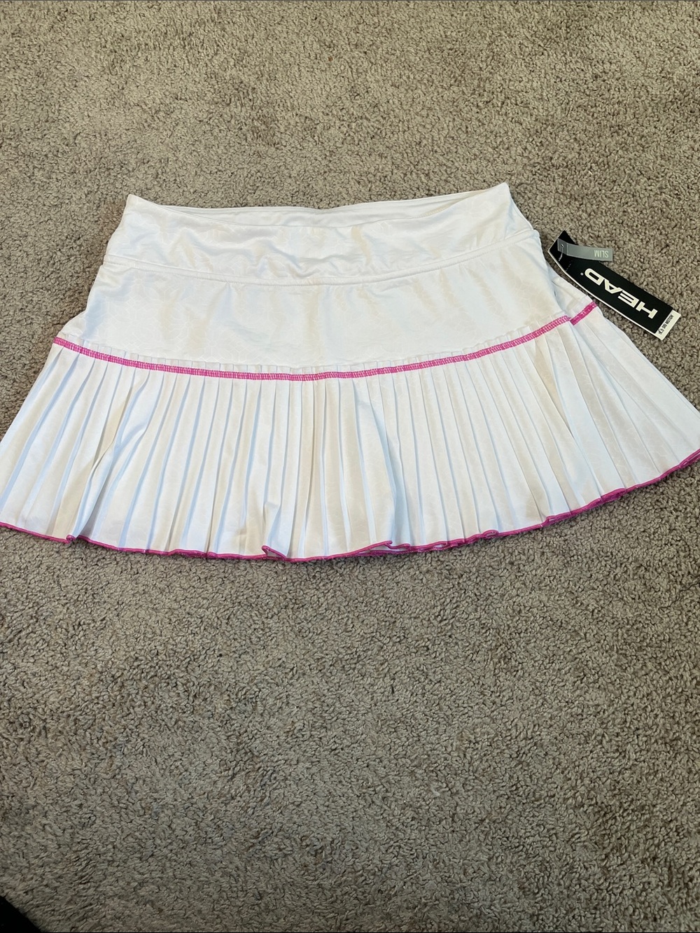 HEAD Dri Motion White Pleated Tennis Golf Pickleball Skort Pink Trim Medium NWT
